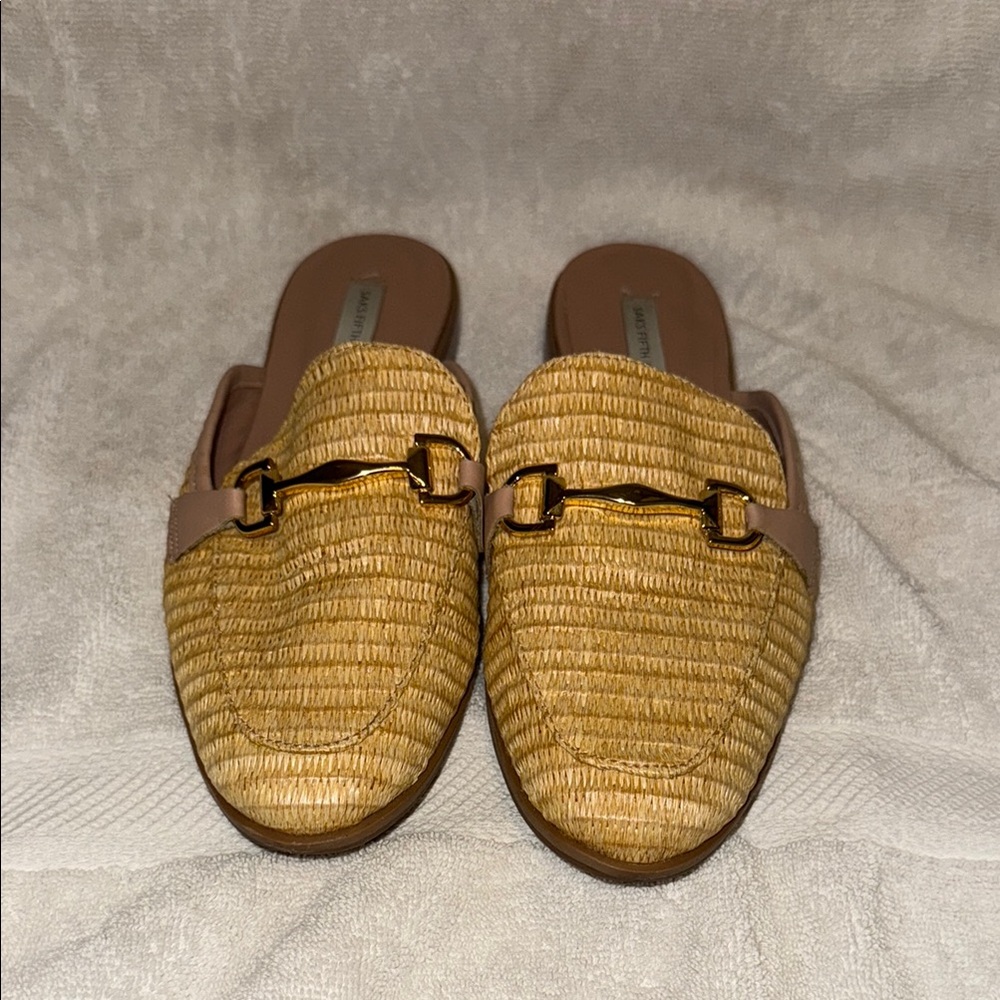 Saks Fifth Avenue Tan Flats with Horsebit Detail